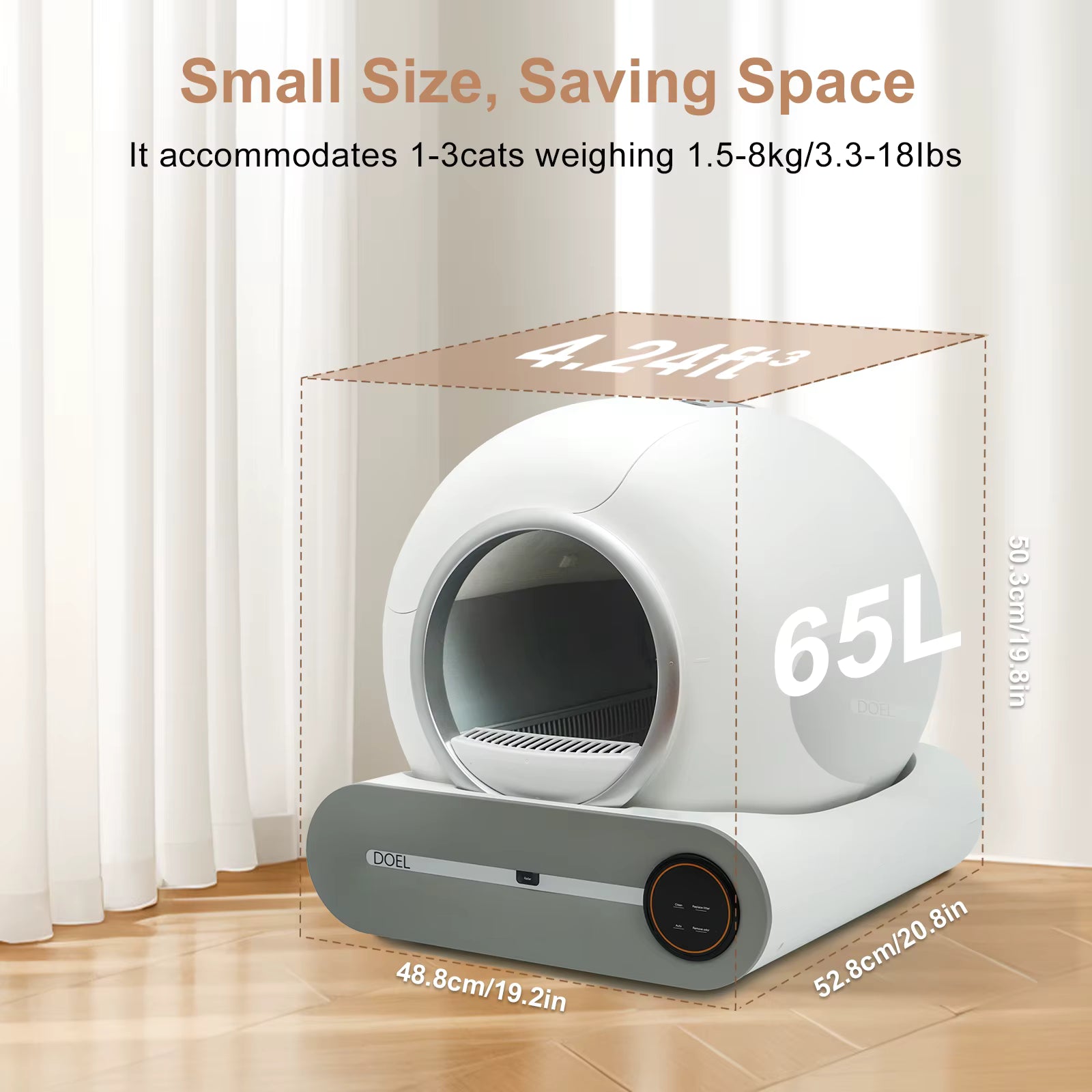 Self-Cleaning Automatic Cat Litter Box 65L